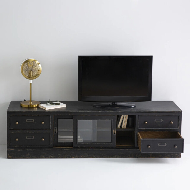 Signature Tv-meubel van massief hout en glas l180 cm amsterdam 3061017 large