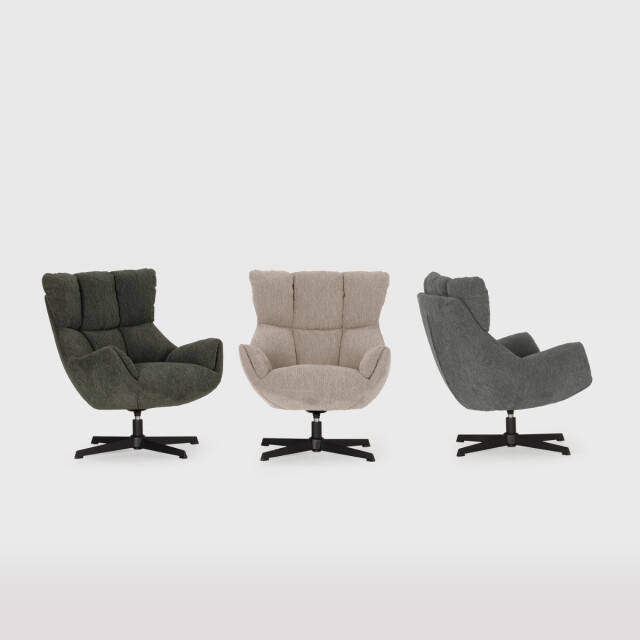 CaliCosy Fauteuil in gewatteerde stof met zwarte metalen poten h89 cm odette 3084071 large