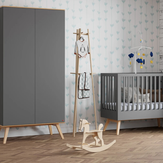 CaliCosy Kast met 2 deuren, kledingstang en 8 planken l100 x h207cm nature 2937588 large