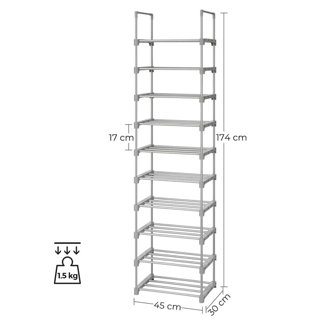 CaliCosy Schoenenrek van grijs ijzer met 10 aanpasbare niveaus l45 x h174 cm 2929404 large
