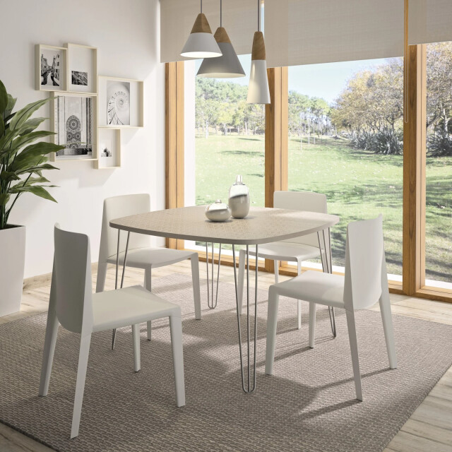 CaliCosy Vierkante eettafel met draadpoten lemon franse productie 2929623 large