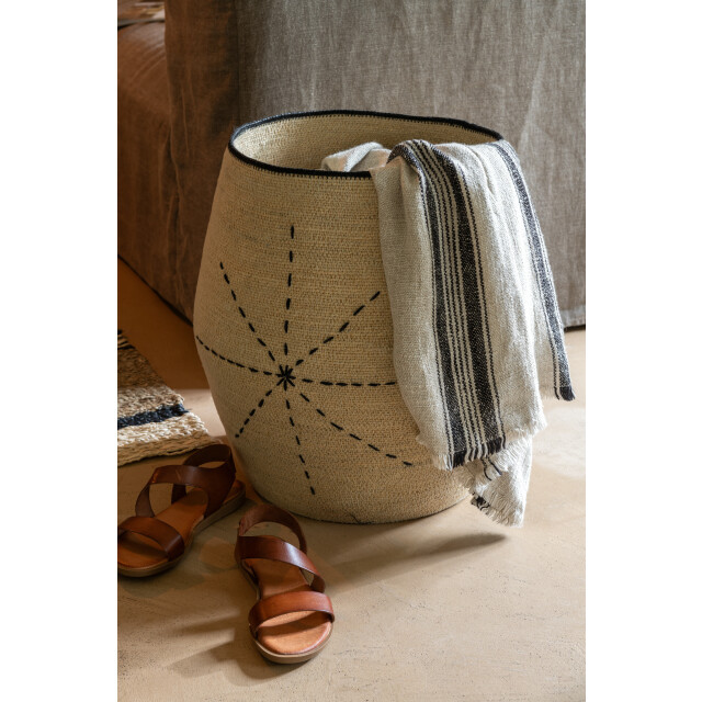 J-Line jete de lit lignes lin beige 176x130x1cm 3065957 large