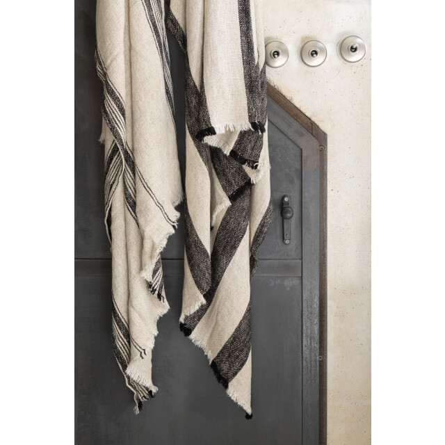 J-Line jete de lit lignes lin beige 176x130x1cm 3065957 large