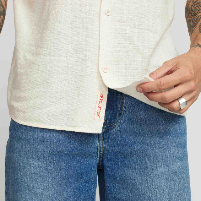 Revolution Short sleeved cuban shirt offwhite 3927 Cuban-Offwhite large