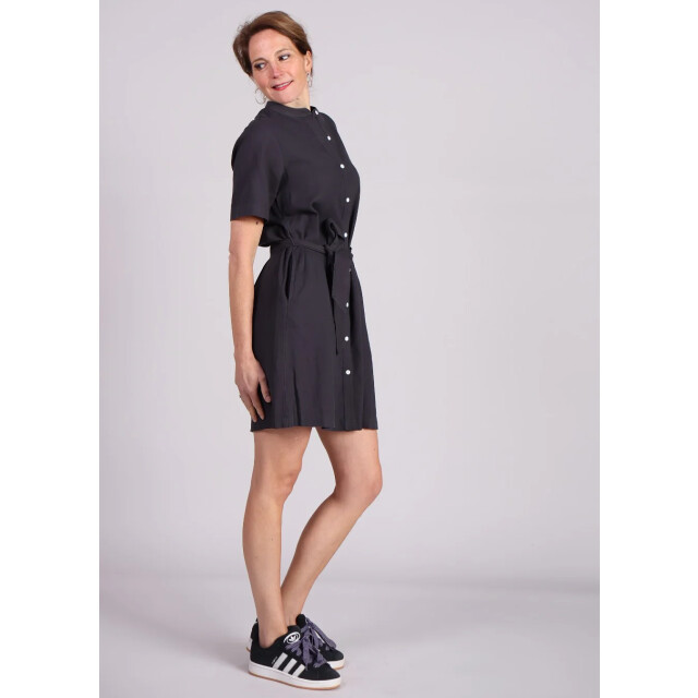 Moss Copenhagen Pennie ginia jurk midi donkergrijs strikceintuur 9308510781768 large
