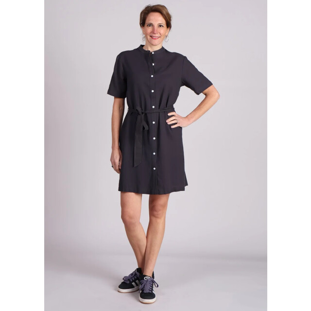 Moss Copenhagen Pennie ginia jurk midi donkergrijs strikceintuur 9308510781768 large