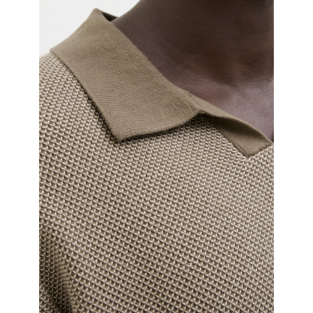 Jack & Jones jprcceaston knit split neck ss sn 12273012 rain drum 05311.840.0038 large