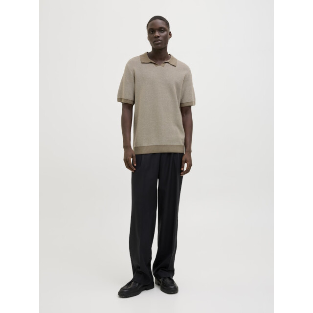 Jack & Jones jprcceaston knit split neck ss sn 12273012 rain drum 05311.840.0038 large