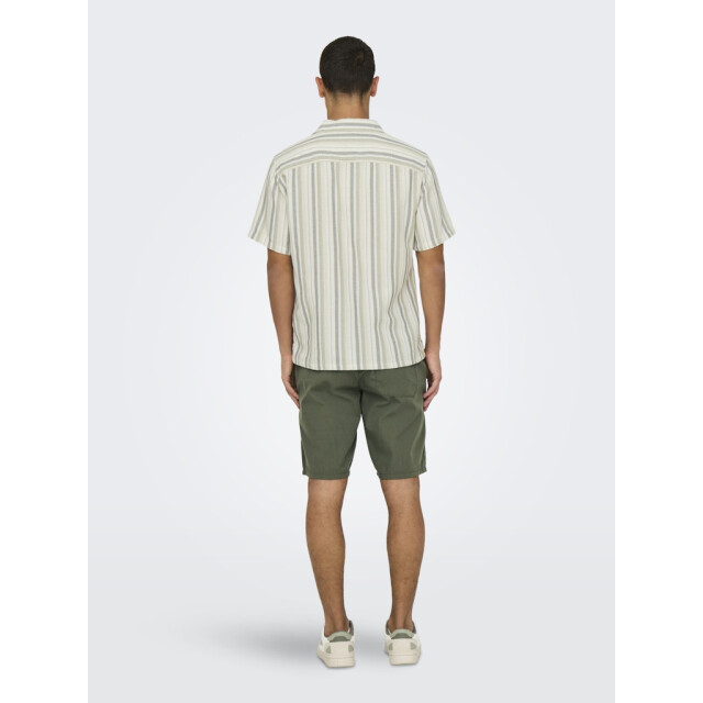 Only & Sons onstrev life reg stripe ss shirt no 22025659 seagrass 05632.369.0027 large