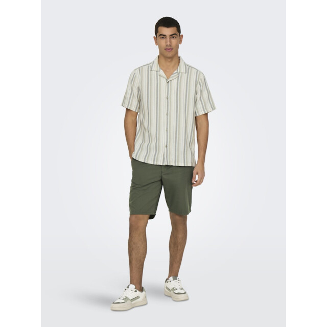 Only & Sons onstrev life reg stripe ss shirt no 22025659 seagrass 05632.369.0027 large