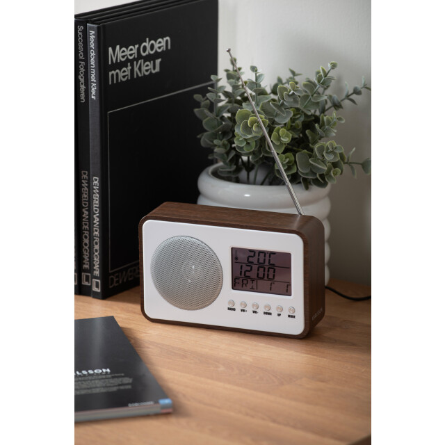 Karlsson wekker fm radio donker hout 3064797 large