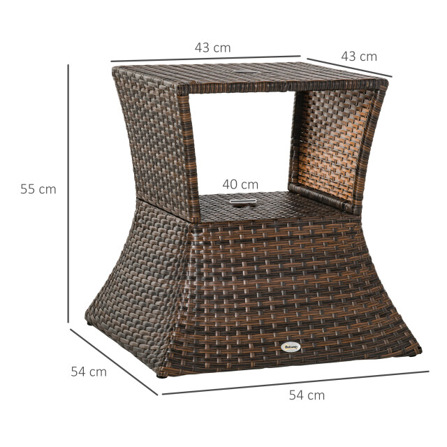 4goodz Outsunny parasolstandaard met bijzettafel zonneschermhouder polyrotan - 3170184 large