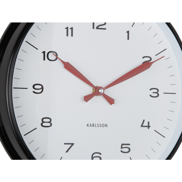 Karlsson wandklok modern factory black & bright red- Ø30cm 3062082 large