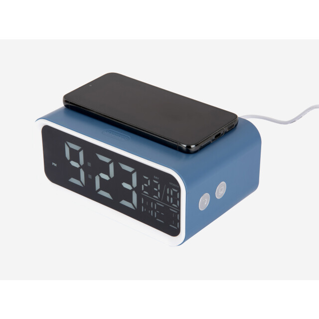 Karlsson wekker chunky led w. phone charger classic blue 3064840 large