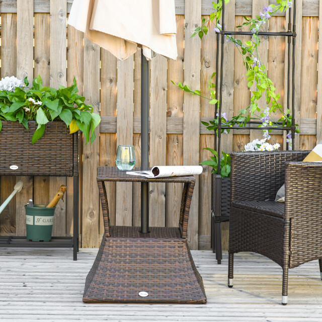 4goodz Outsunny parasolstandaard met bijzettafel zonneschermhouder polyrotan - 3170184 large