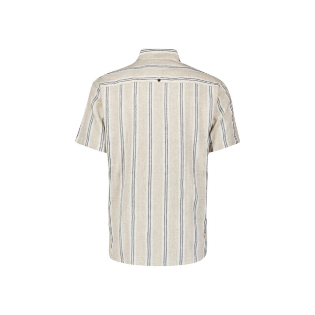 No Excess Shirt short lseeve bobby vertical stripe with linen zand dessin 5319.06.0005 large