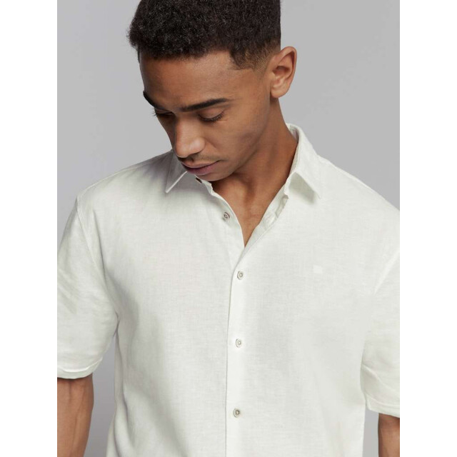 No Excess Shirt short sleeve solid h linen white 27480321SN-010 large