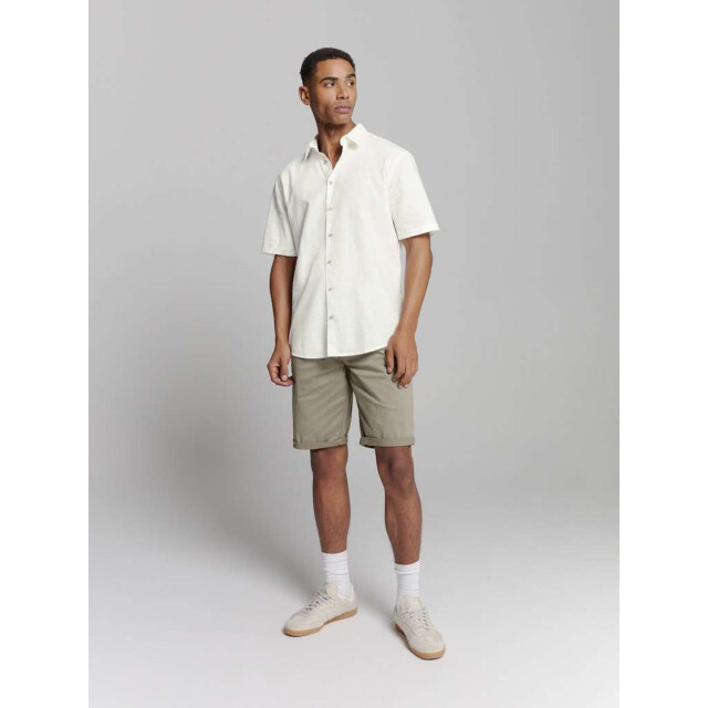 No Excess Shirt short sleeve solid h linen white 27480321SN-010 large
