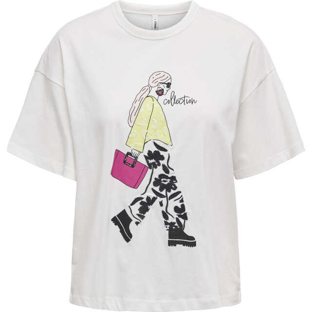Only Onltenna s/s girl top box jrs cloud dancer/collect 15347020-177922002 large