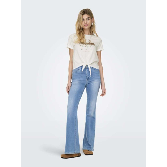 Only Onldora s/s knot fold-up top jrs cloud dancer/flam 15346678-177922001 large