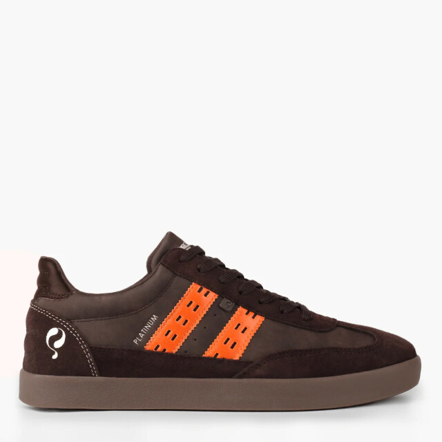 Q1905 Sneaker platinum donkerbruin/oranje QM1244616-800-2 large
