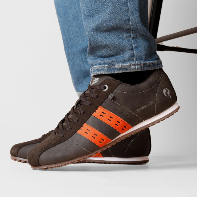 Q1905 Sneaker typhoon sp donkerbruin/oranje QM1244809-800-2 large