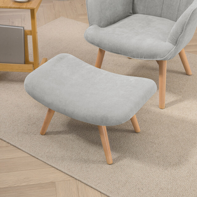 4goodz Homcom oor-fauteuil met voetenbank ribfluweel optiek - 3170808 large