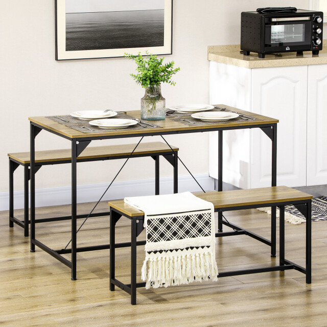 4goodz Eetkamerset industrieel design 3-delig voor 4 personen eettafel met 2 3170979 large