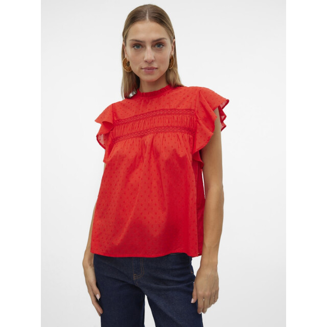 Vero Moda vmtrine sl lace top wvn ga noos 10301205 high risk red 06010.640.0087 large