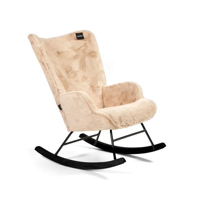 Aemely ® schommelstoel 'mama' imitatiebont, zwart hout 3169916 large