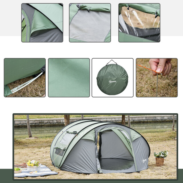 4goodz Outsunny campingtent 3-4 personen koepeltent werptent 263x220x123cm 3171184 large