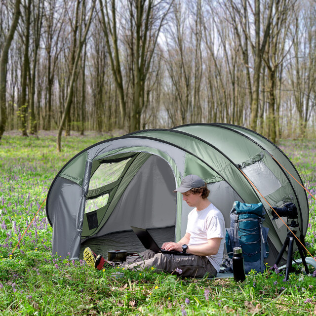 4goodz Outsunny campingtent 3-4 personen koepeltent werptent 263x220x123cm 3171184 large