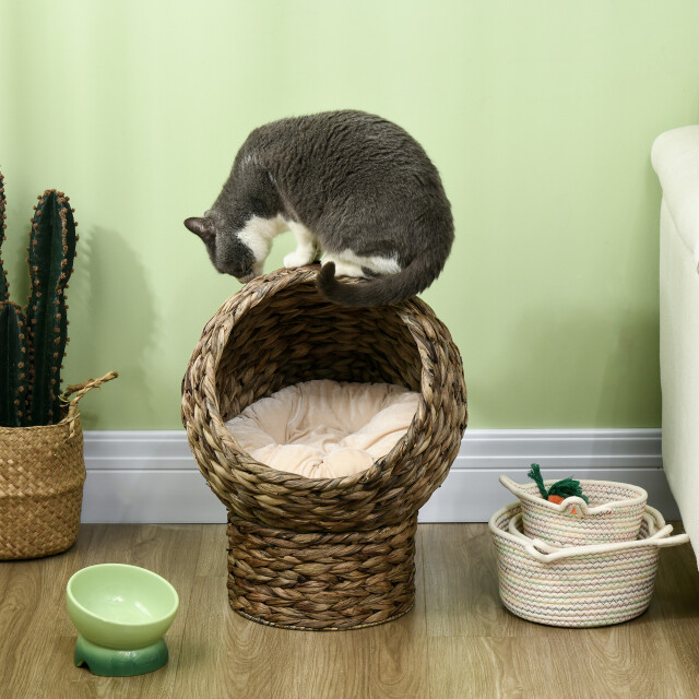4goodz Rotan kattenmand gezellig kattenholletje met kussen 42x33x52cm 3171379 large