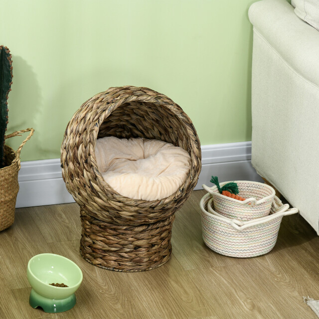 4goodz Rotan kattenmand gezellig kattenholletje met kussen 42x33x52cm 3171379 large
