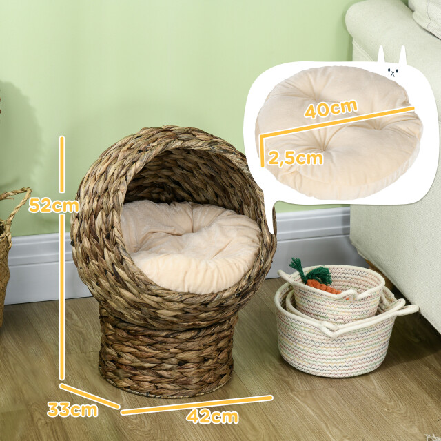 4goodz Rotan kattenmand gezellig kattenholletje met kussen 42x33x52cm 3171379 large