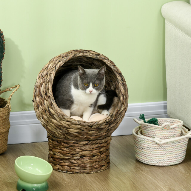 4goodz Rotan kattenmand gezellig kattenholletje met kussen 42x33x52cm 3171379 large