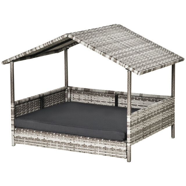 4goodz Pawhut rattan hondenbed in huis vorm met kussen 69x98x70 cm 3171380 large