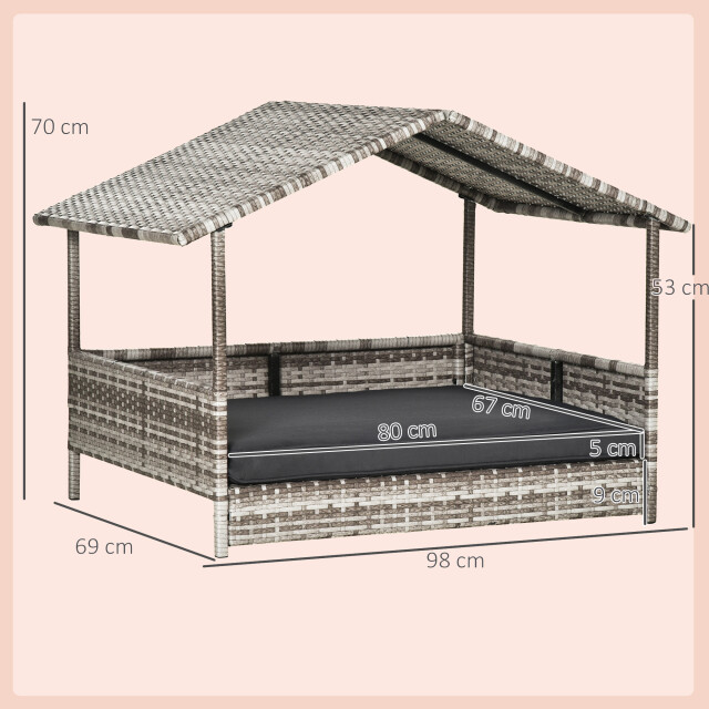 4goodz Pawhut rattan hondenbed in huis vorm met kussen 69x98x70 cm 3171380 large