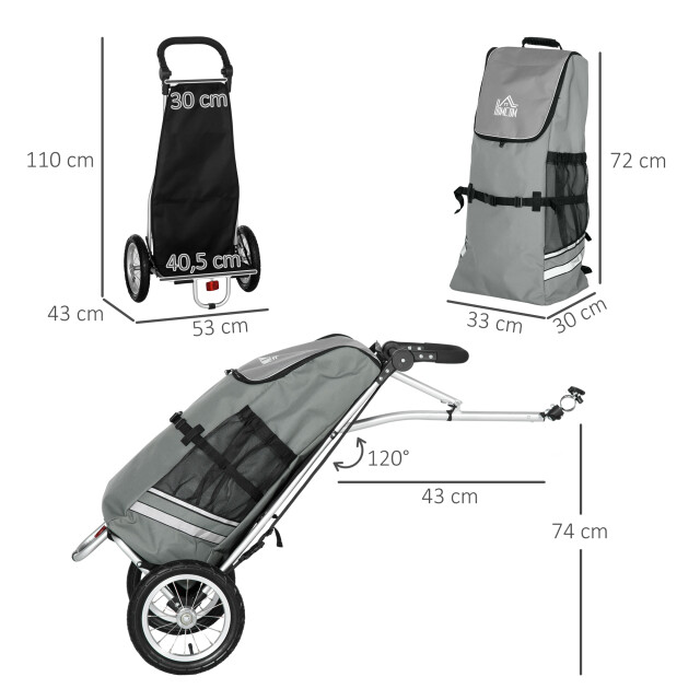4goodz Homcom 3-in-1 boodschappentrolley winkelwagen fietsaanhanger steekwagen 3171337 large