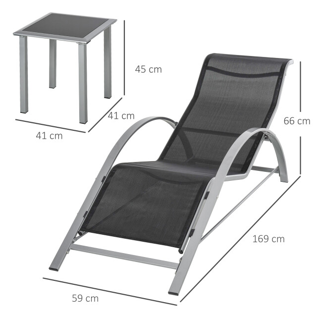 4goodz Outsunny 3-delige ligstoel-set 2 stoelen en 1 tafel zwart 3171375 large