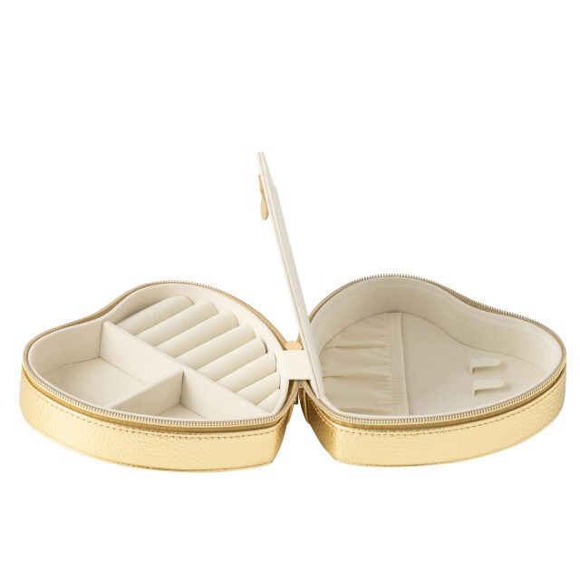 J-Line juwelendoos hart kunstleder goud 16x15x7cm 3009735 large