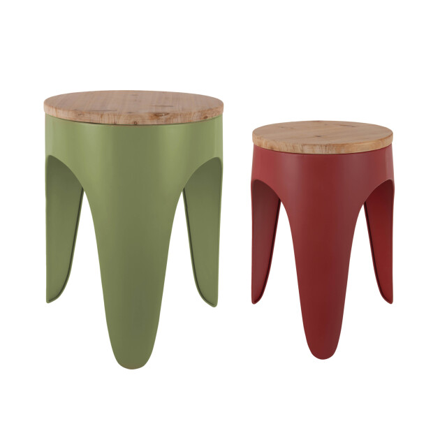 Leitmotiv kruk set double funky army green & red ochre 3062201 large