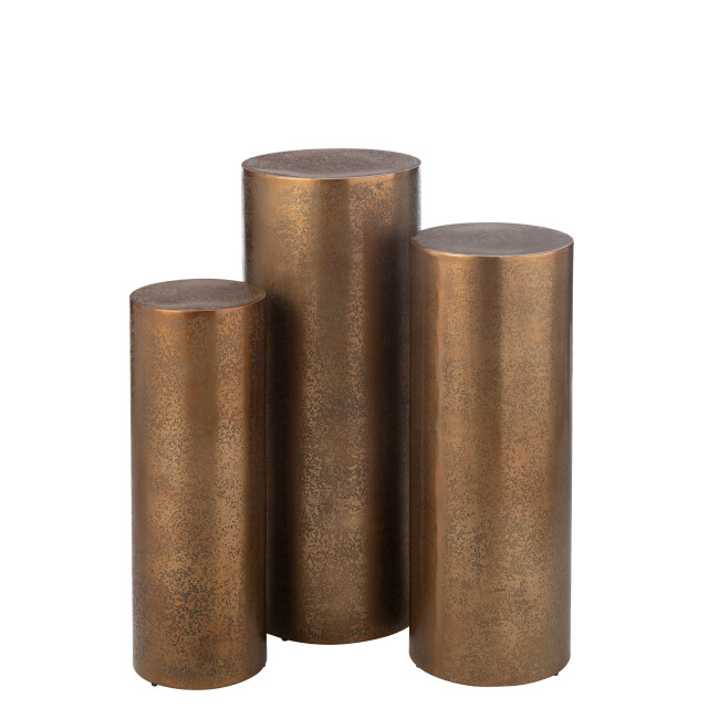 J-Line set van 3 pilaren rond metaal goud 35x35x90cm 3009689 large