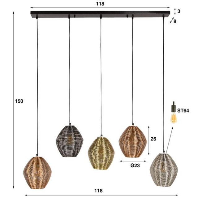 Hoyz hanglamp 5l web mix mat nikkel mix kleur 3171165 large