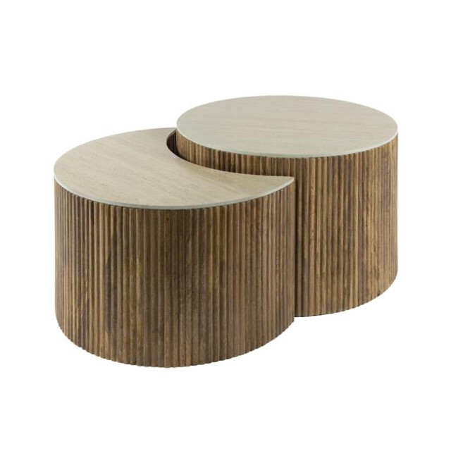 Hoyz salontafel set-2 halfrond nuovo travertin massief mango 3171145 large