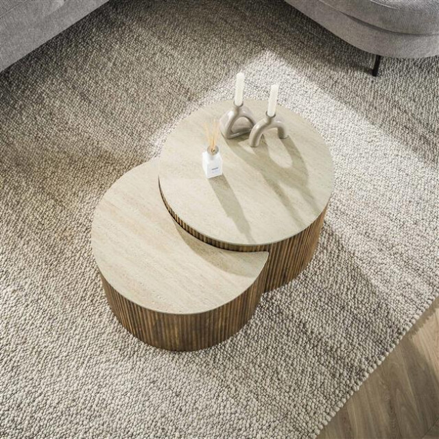 Hoyz salontafel set-2 halfrond nuovo travertin massief mango 3171145 large
