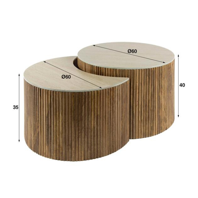 Hoyz salontafel set-2 halfrond nuovo travertin massief mango 3171145 large
