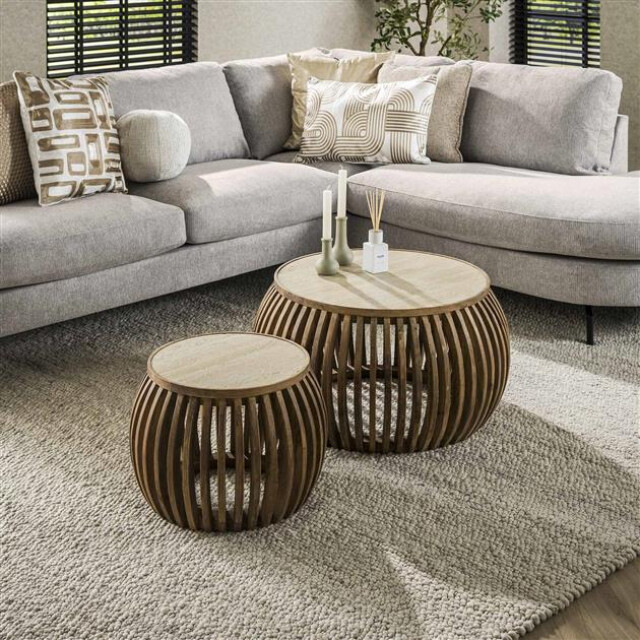 Hoyz salontafel set-2 curve nuovo travertin massief mango 3171143 large
