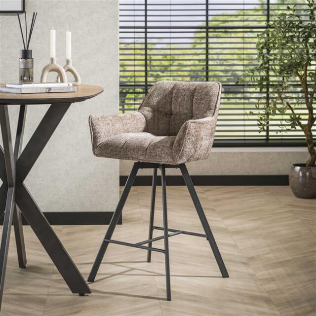 Hoyz barstoel raster draaibaar 2 stuks rich champagne 3171160 large