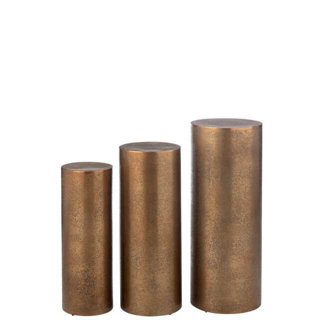 J-Line set van 3 pilaren rond metaal goud 35x35x90cm 3009689 large